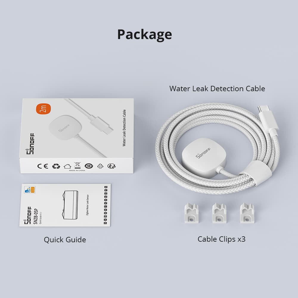 Sonoff ZigBee Smart Water Leak Sensor Cable WLDC200