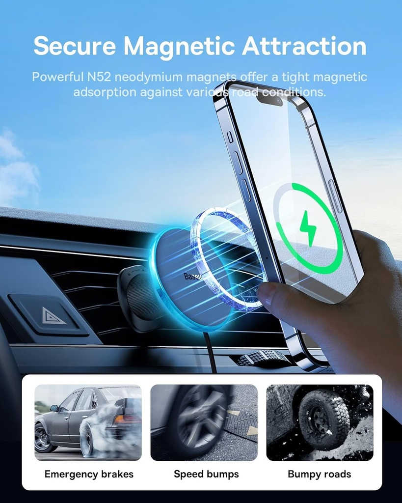 Baseus Wireless AirVent Magnetic Car Charger 15W+25W USB-C CW01