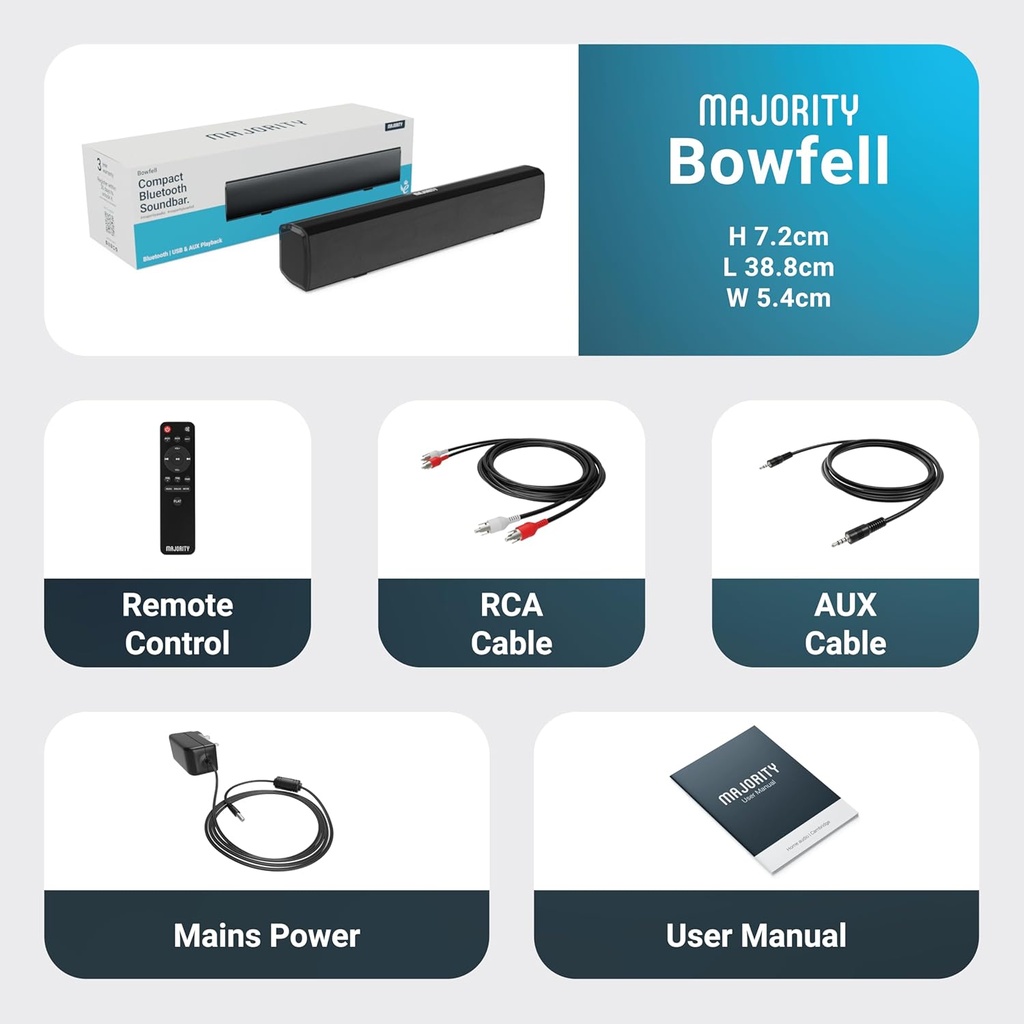 Majority BOWFELL Soundbar 2.1 50W BT/USB/Optical (UK)
