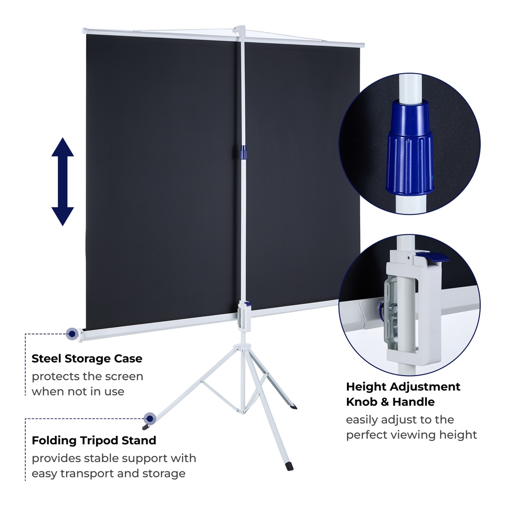 Lumivida Projector Tripod Screen 4:3 120” ESDC120