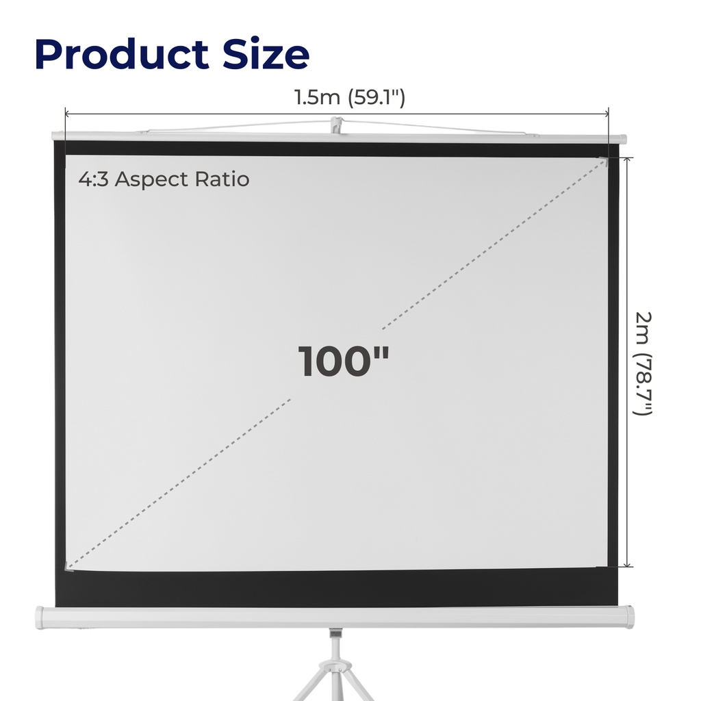 Lumivida Projector Tripod Screen 4:3 100” ESDC100