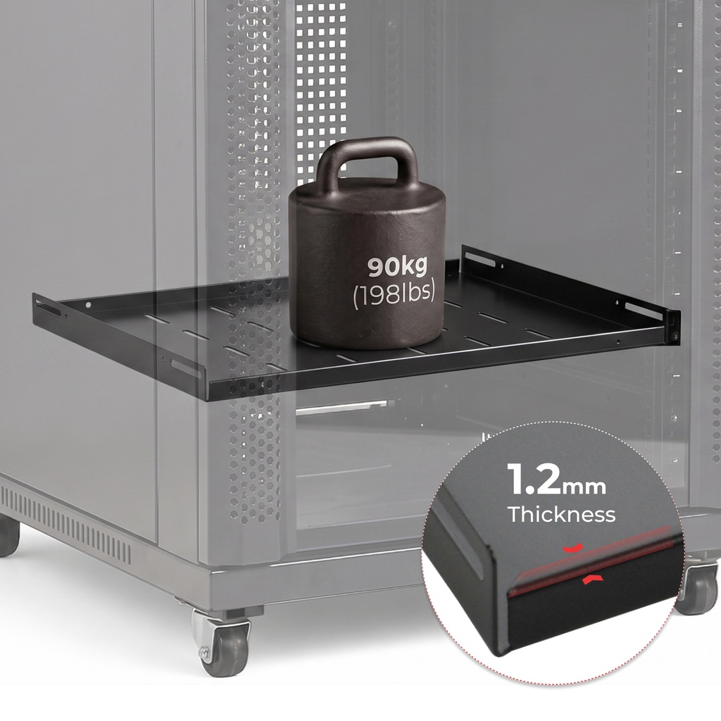 Lumivida Rack Shelf Fixed 2U 720mm 90kg Black