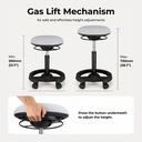 Lumivida Office Stool Ergonomic with Height Adjustable Fabric Upholstered Seat CH04-23 Black
