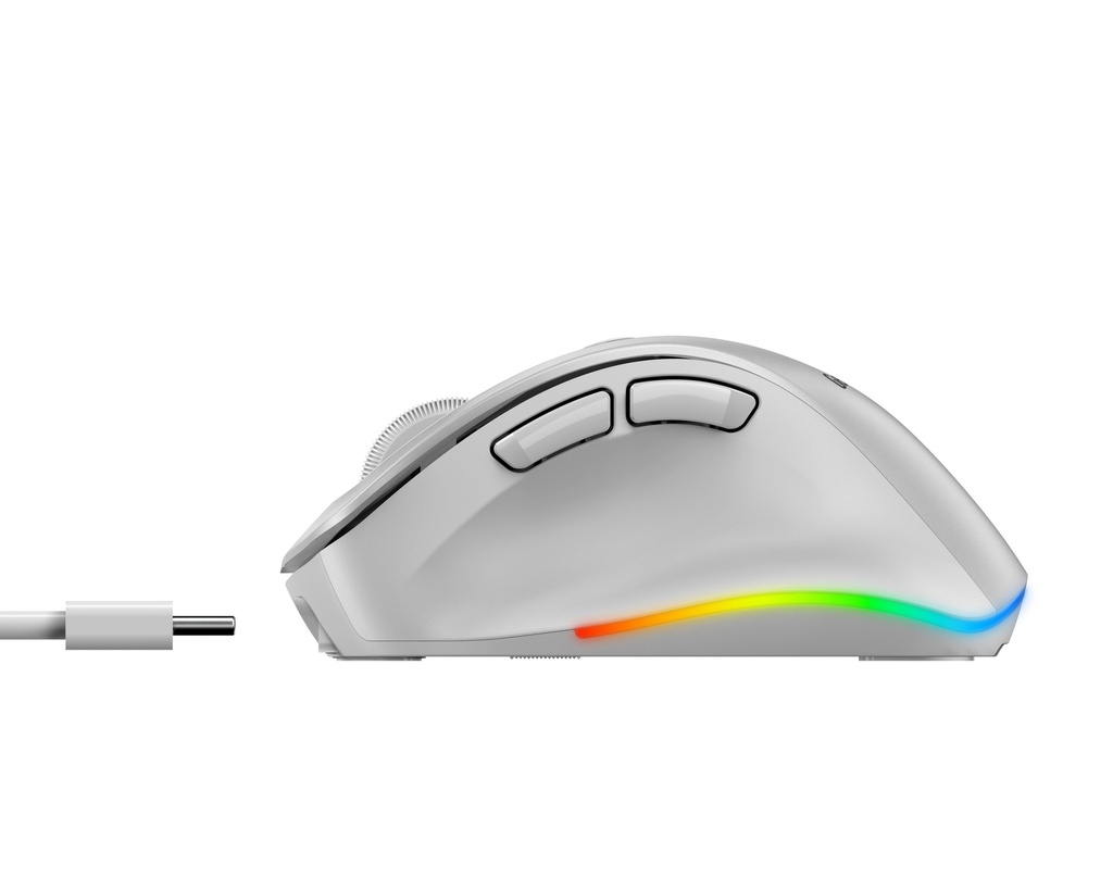 Genius Mouse Wireless+BT Rechargeable Mini RGB Ergo 9000S Pro White