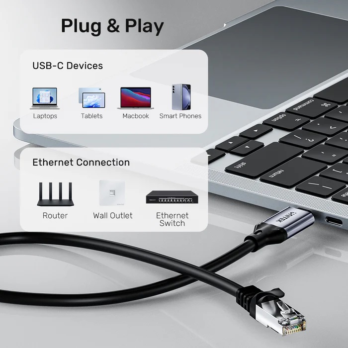 Unitek Converter USB-C to Gigabit Ethernet Cable 1.0m C18148AGY-1M