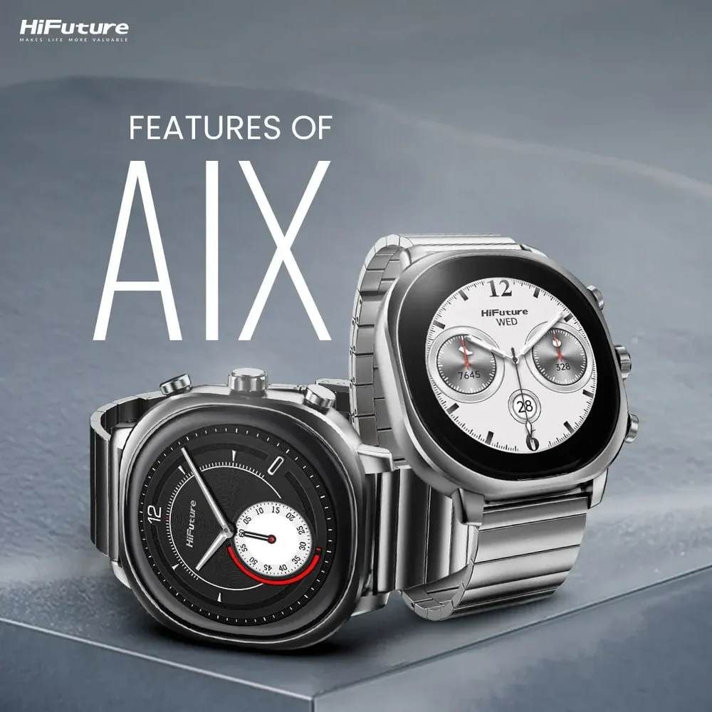 HiFuture AIX Black Swiss Inspired Elegance Stainless Steel SmartWatch, Gorilla Glass, 10 Day Battery, 1ATM