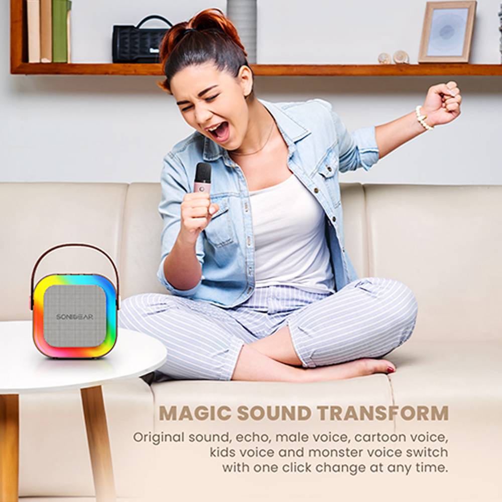 SonicGear IOX K200 Karaoke Portable Speaker BT & Wireless Mic White