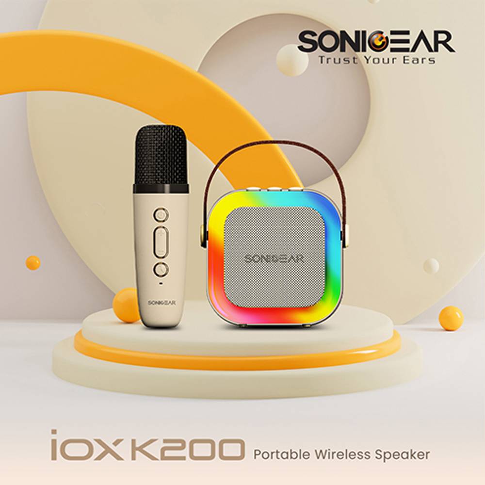 SonicGear IOX K200 Karaoke Portable Speaker BT & Wireless Mic Pink