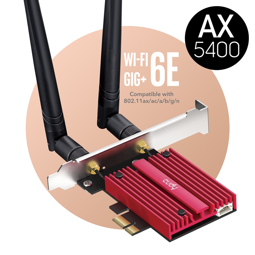 Cudy PCIe Adapter AX5400 Tri-Band Wi-Fi 6E Bluetooth 5.2 WE3000S