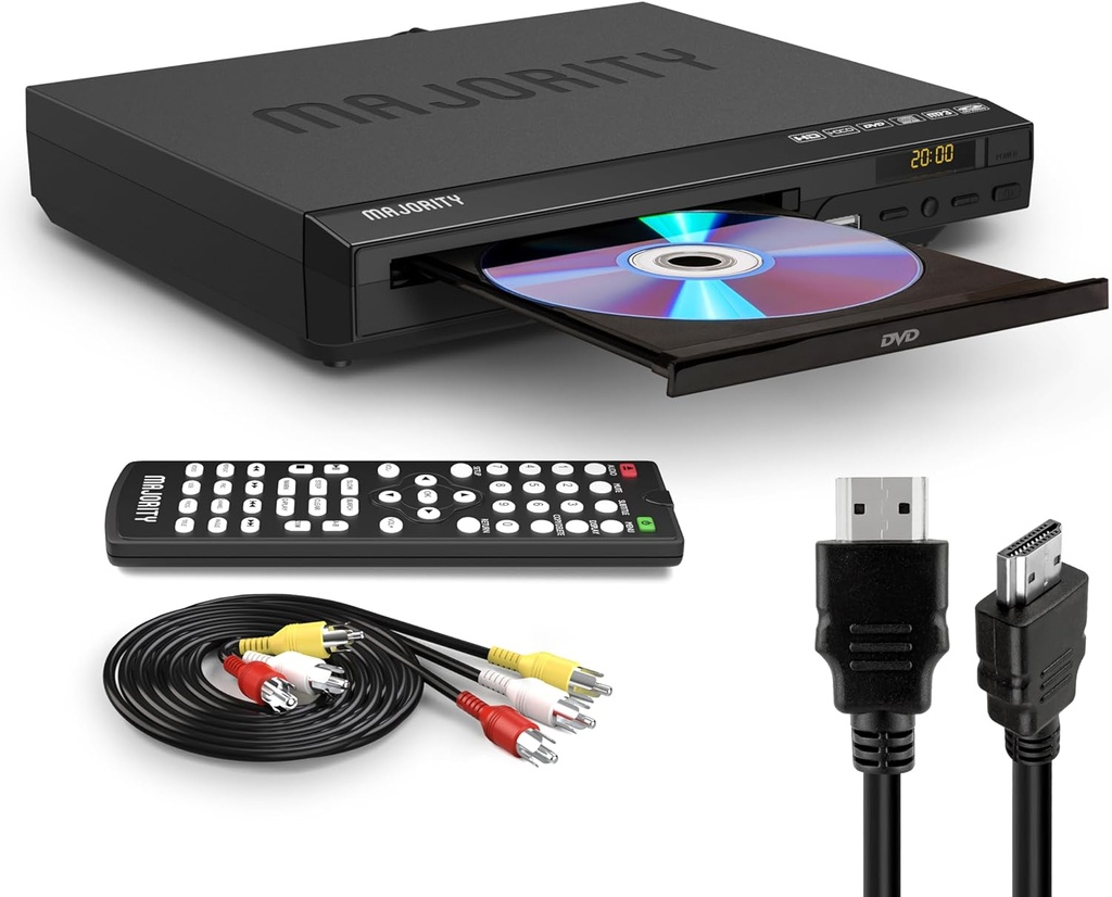 Majority DVD Player for TV HDMI and RCA Ports Multi Region Slim with RC