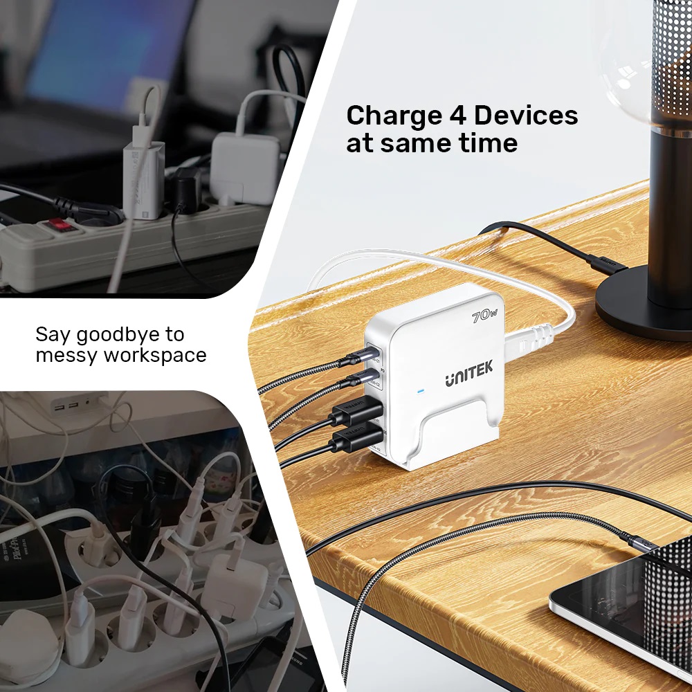 Unitek Charge Desktop 70W 4in1 GaN Charger White P1228AWH