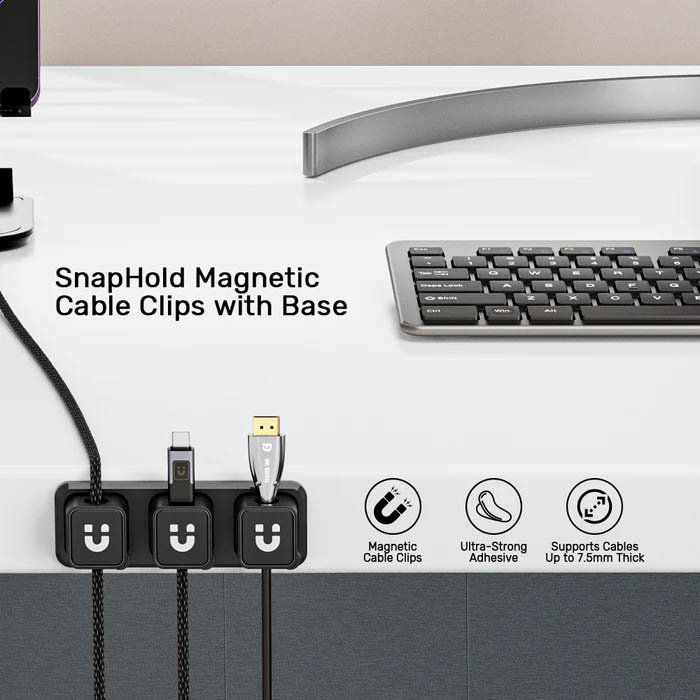 Unitek Cable Organizer 3+1 SnapHold Magnetic Cable Clips with Base T1117A