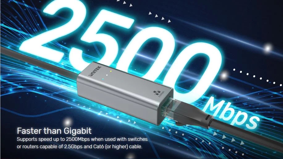 Unitek Converter USB-C to LAN 2.5Gb Ethernet+USB-A U1313C