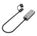 Unitek Converter USB-C to LAN Gigabit Ethernet with USB-A Adaptor Y-3465A