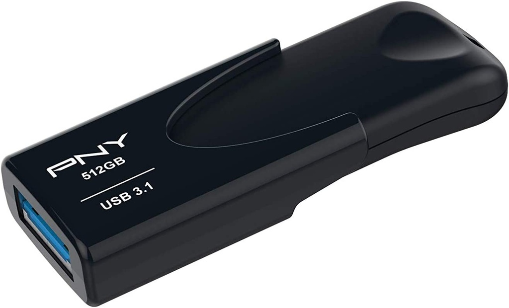 PNY Flash Drive Attache 4 USB 3.1 Stick 512GB Capless Slider Black FD512ATT431KK
