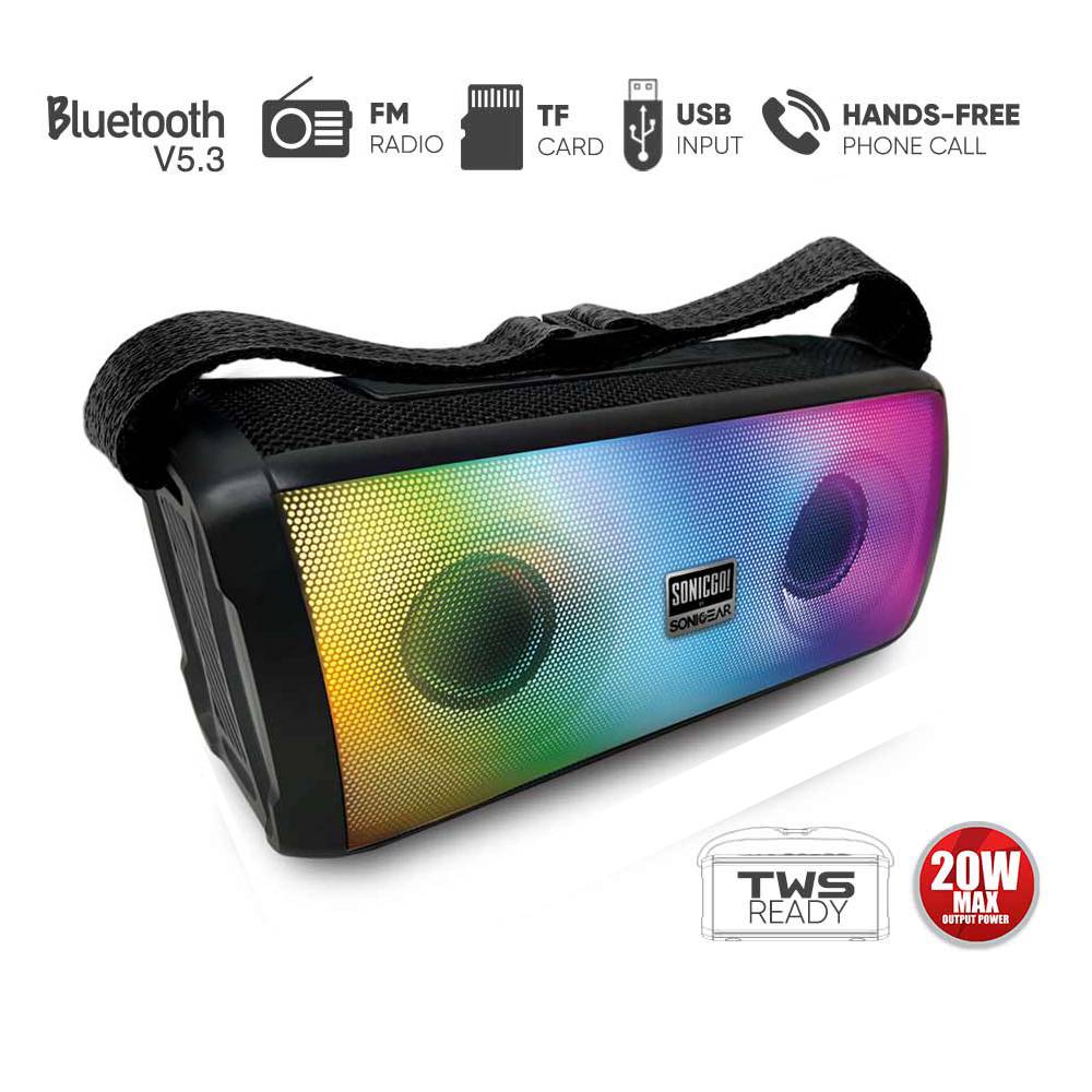 SonicGear SONICGO!3 RGB Portable Bluetooth Speaker with FM Radio & USB