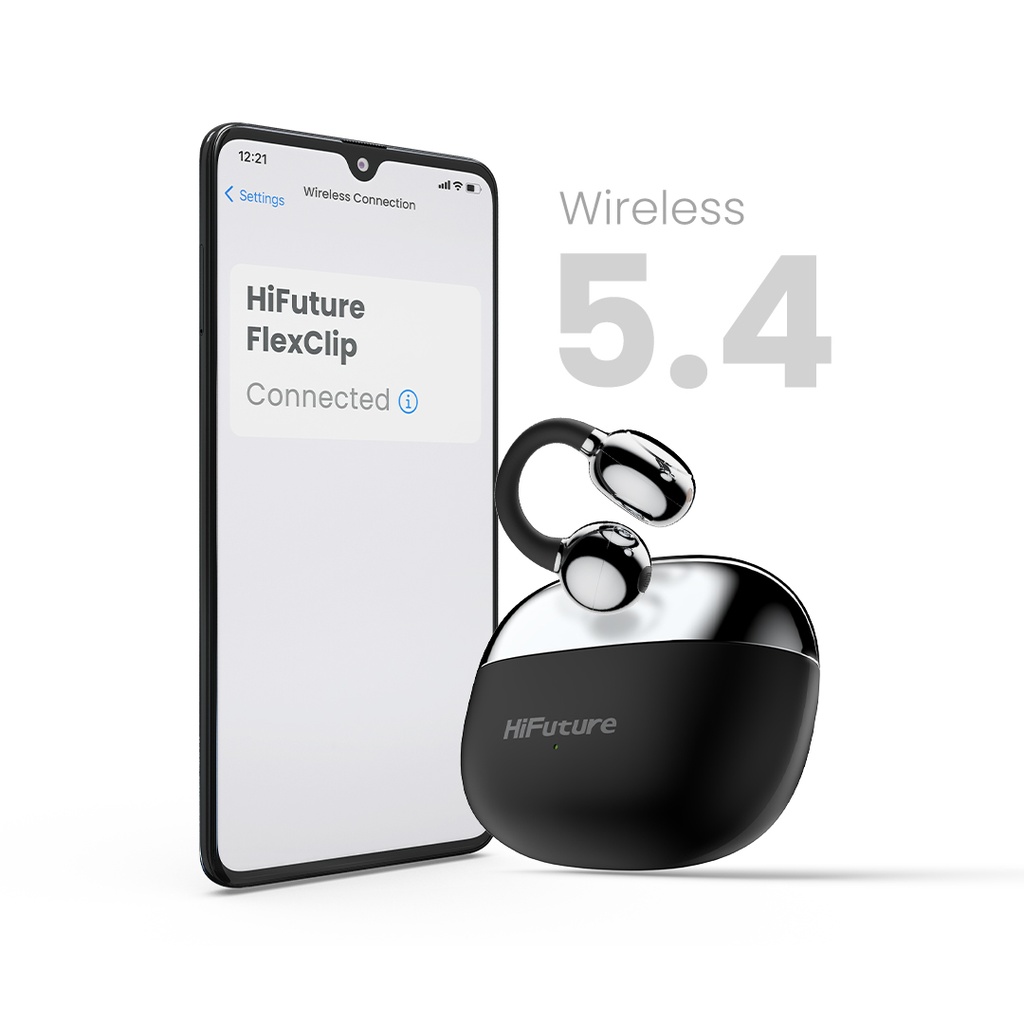HiFuture FlexClip Black Open Ear Buds with ANC