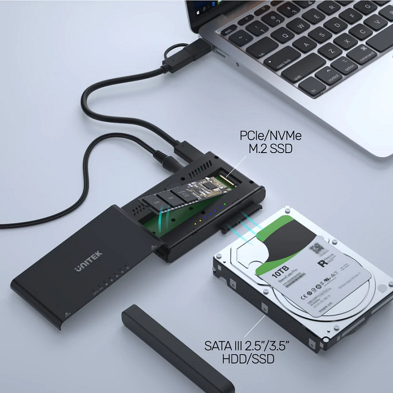 Unitek SolidForce+ USB3.2 M2 NVMe Enclosure w/ SATA III Adapter S1222A