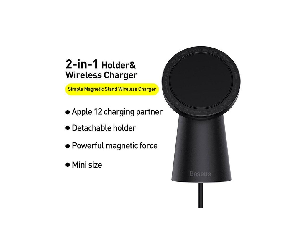 Baseus Simple Magnetic Stand Wireless Charger Black