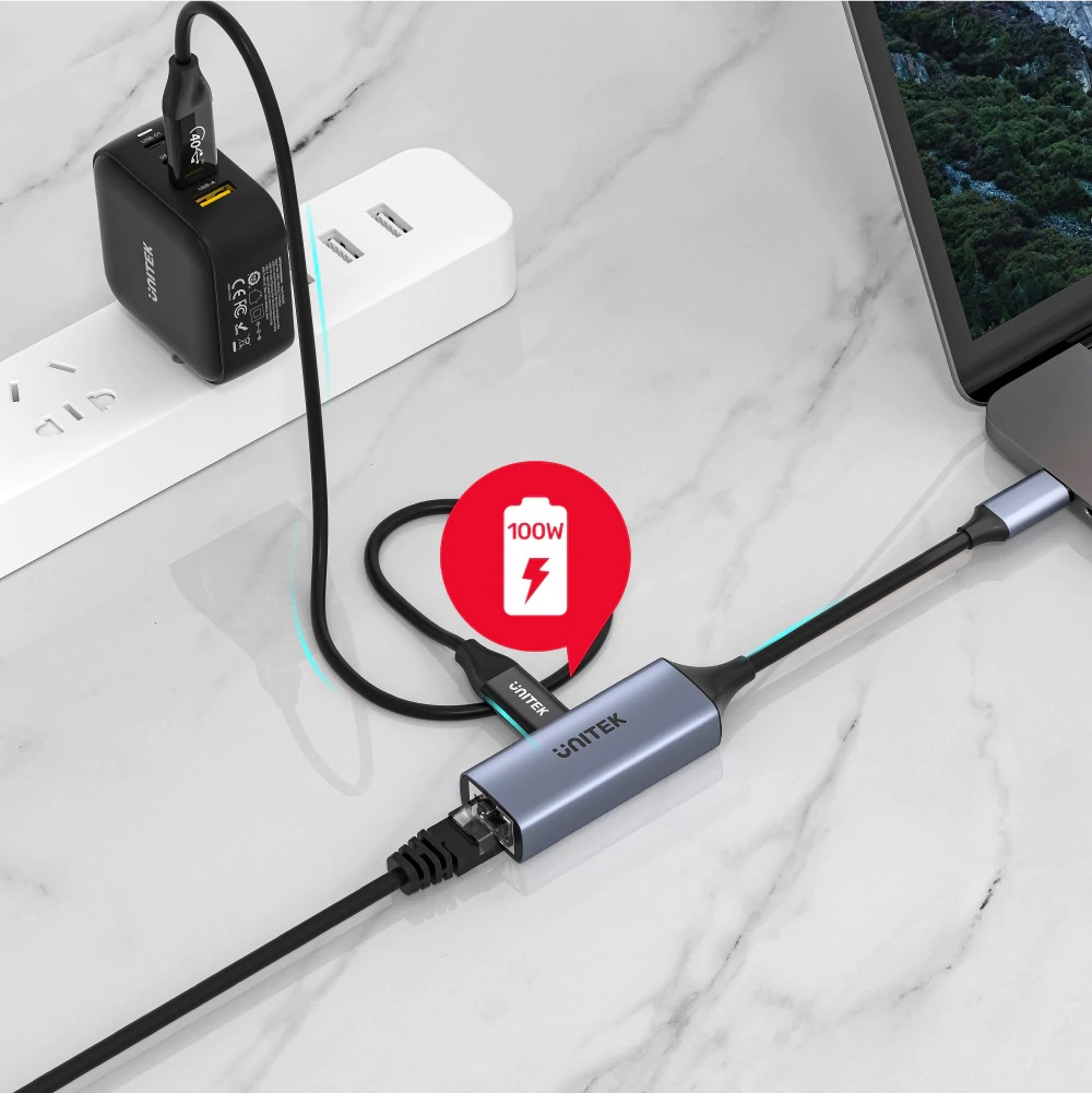 Unitek USB-C to Gigabit LAN and PD100W Port U1323A