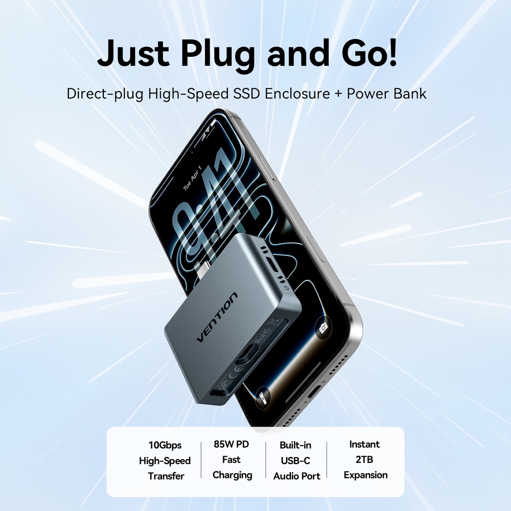 Vention MA Portable Plug & Play Cable-Free NVME Enclosure KPXH0