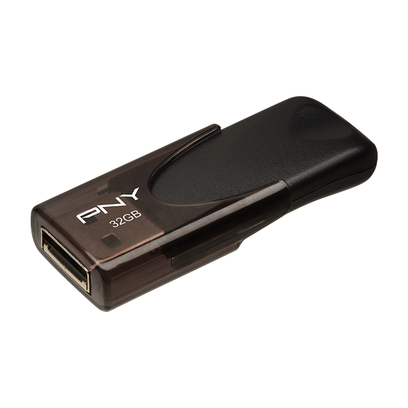 PNY Flash Drive Attache 4 USB 2.0 Stick 32GB Capless Slider Black FD32GATT4