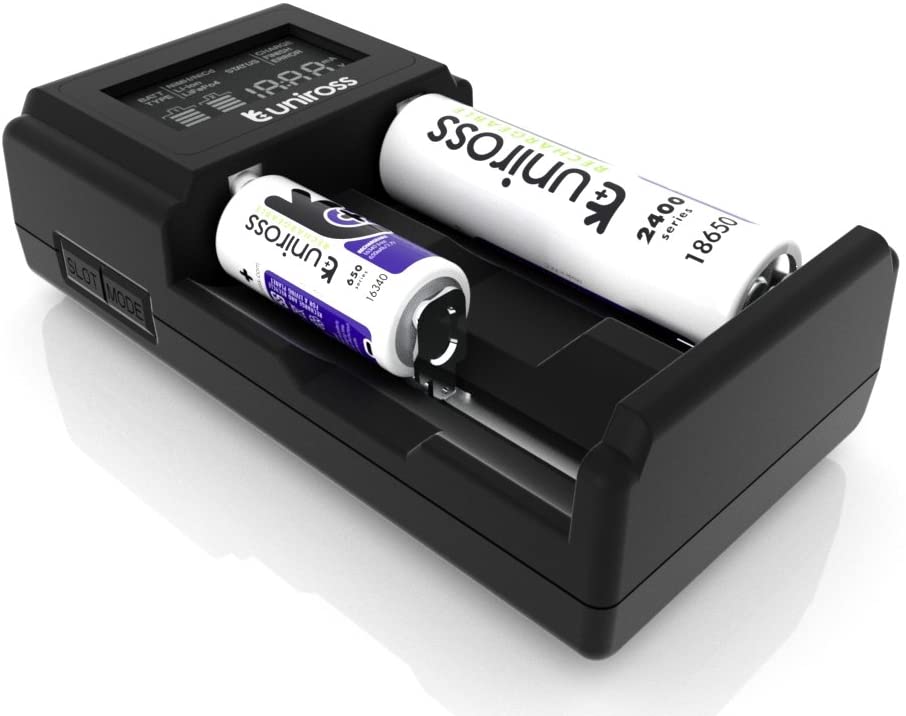 Uniross UCX004 Smart Fast Charger (2-3 hrs) for 24 Types of NiMH & Lithium Batteries (USB & 12V Powered) with LCD Displa