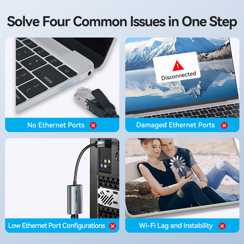 Vention Converter USB-A to Gigabit LAN Aluminium Grey CEZHB