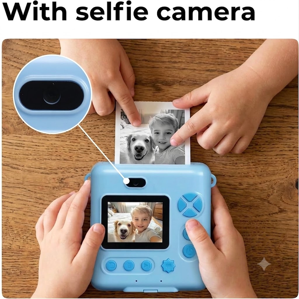 Denver Kids Photo Digital Camera 20MP With Thermal Print KPC-1363BU Blue (Dinosaur)