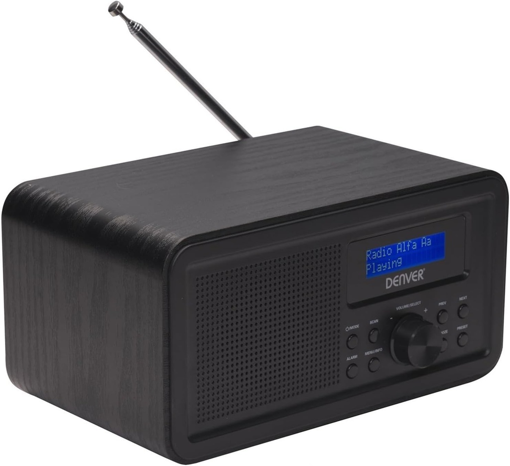 Denver DAB-30B Black FM Radio with Aux, Headphone out (Works with Mains or 4xAA Batteries)