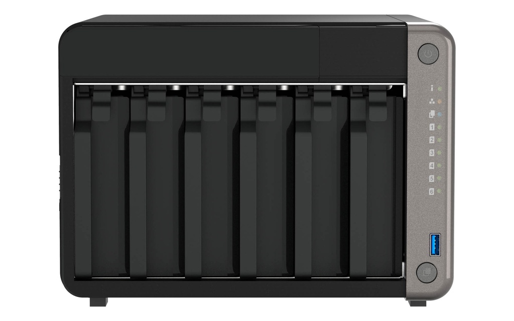 QNAP NAS 6-Bay Tower Intel Eight-Core, 8GB RAM, NPU, PCIe Slot, SSD Caching, 2.5GbE & HDMI TS-AI642-8G