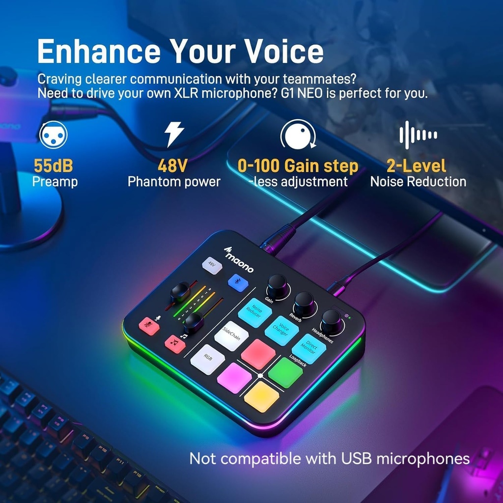 Maono Streaming Audio Mixer Console for Gaming & Podcasting G1 NEO