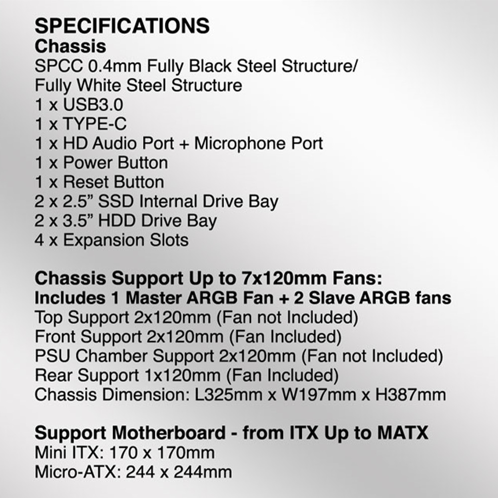 Armaggeddon Gaming Case M-ATX DEEPFREEZE DUPLEX 2 White 3x ARGB Fans