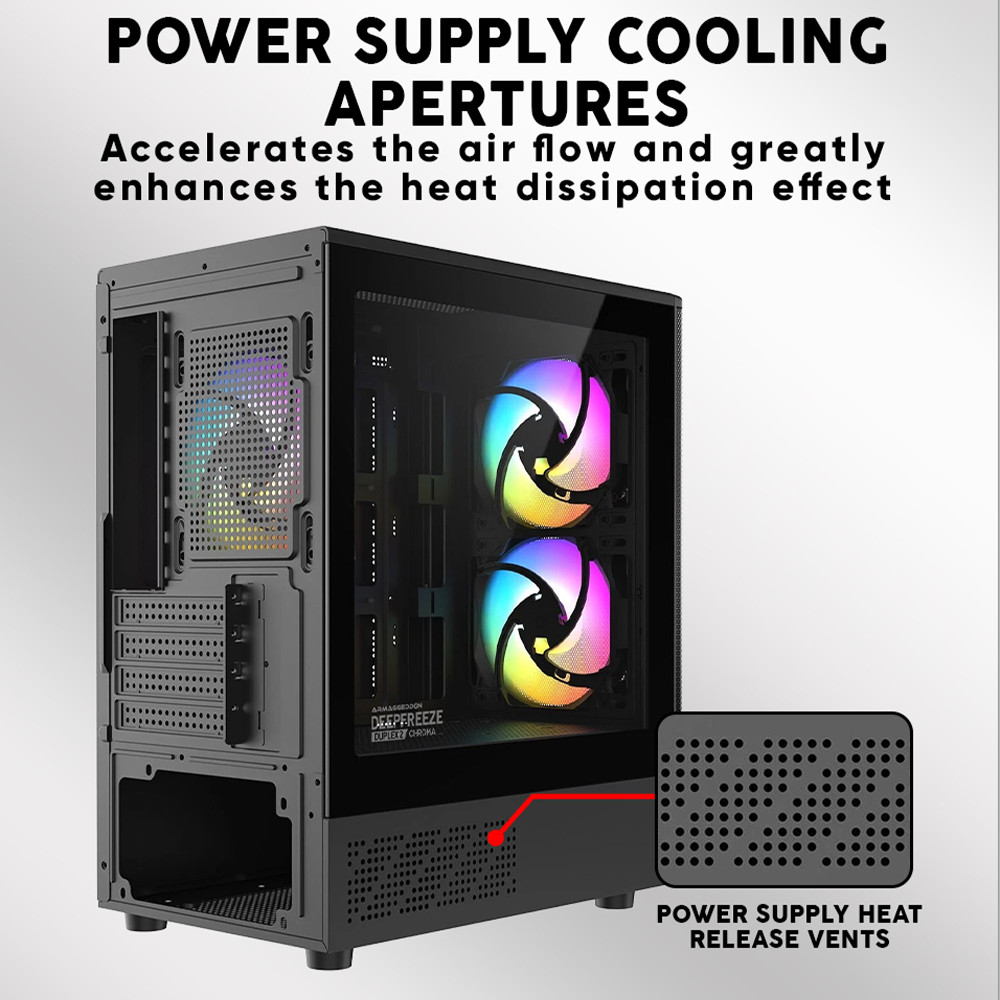 Armaggeddon Gaming Case M-ATX DEEPFREEZE DUPLEX 2 CHROMA Black (3x Chroma Fans)