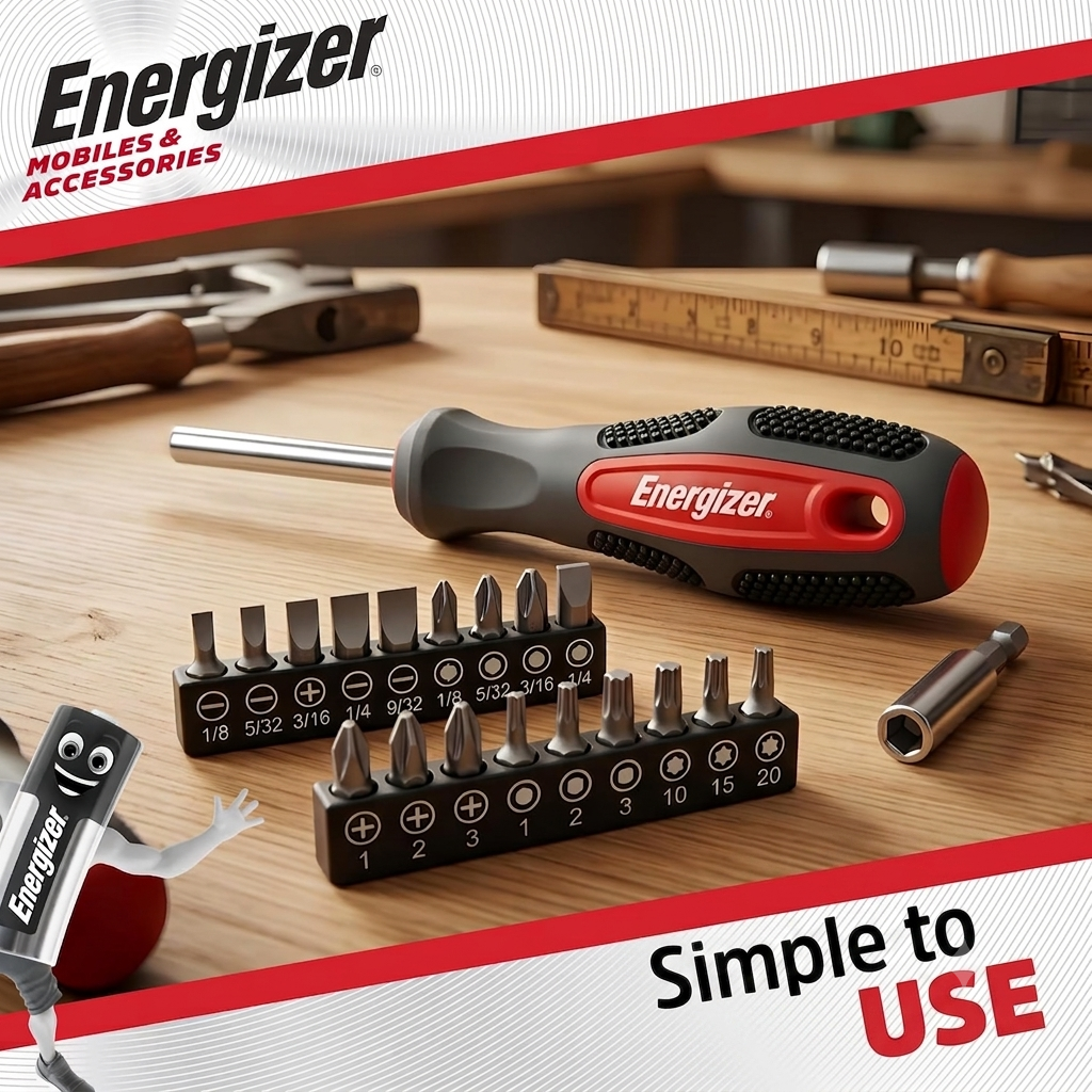 Energizer Power Tool Manual Screwdriver Set With 18 Bits