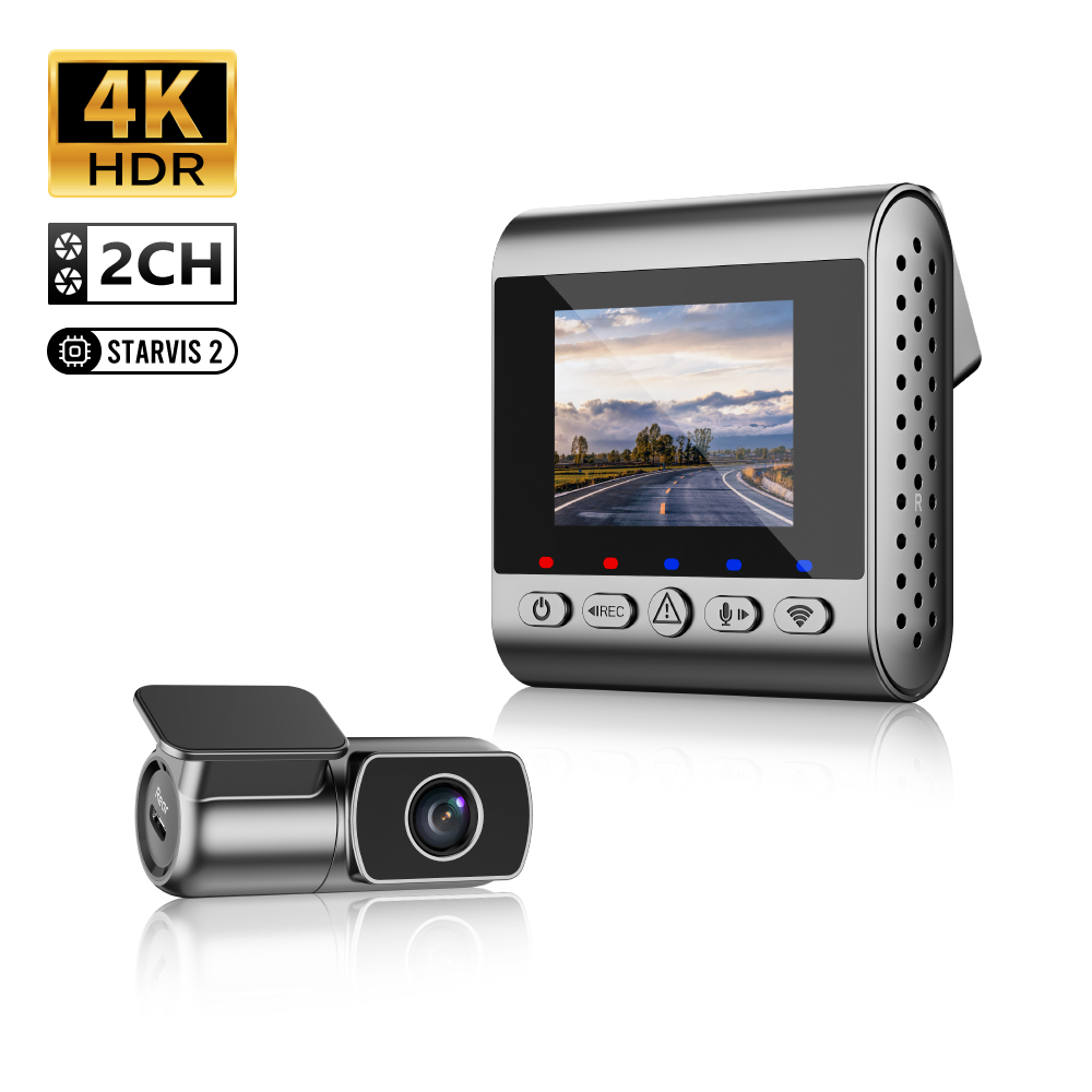 SJCAM M60S 4K Dash Cam, Equipped with STARVIS 2 HDR Night Vision Dashcam Front and Rear Camera Built-in WiFi G-Sensor 24