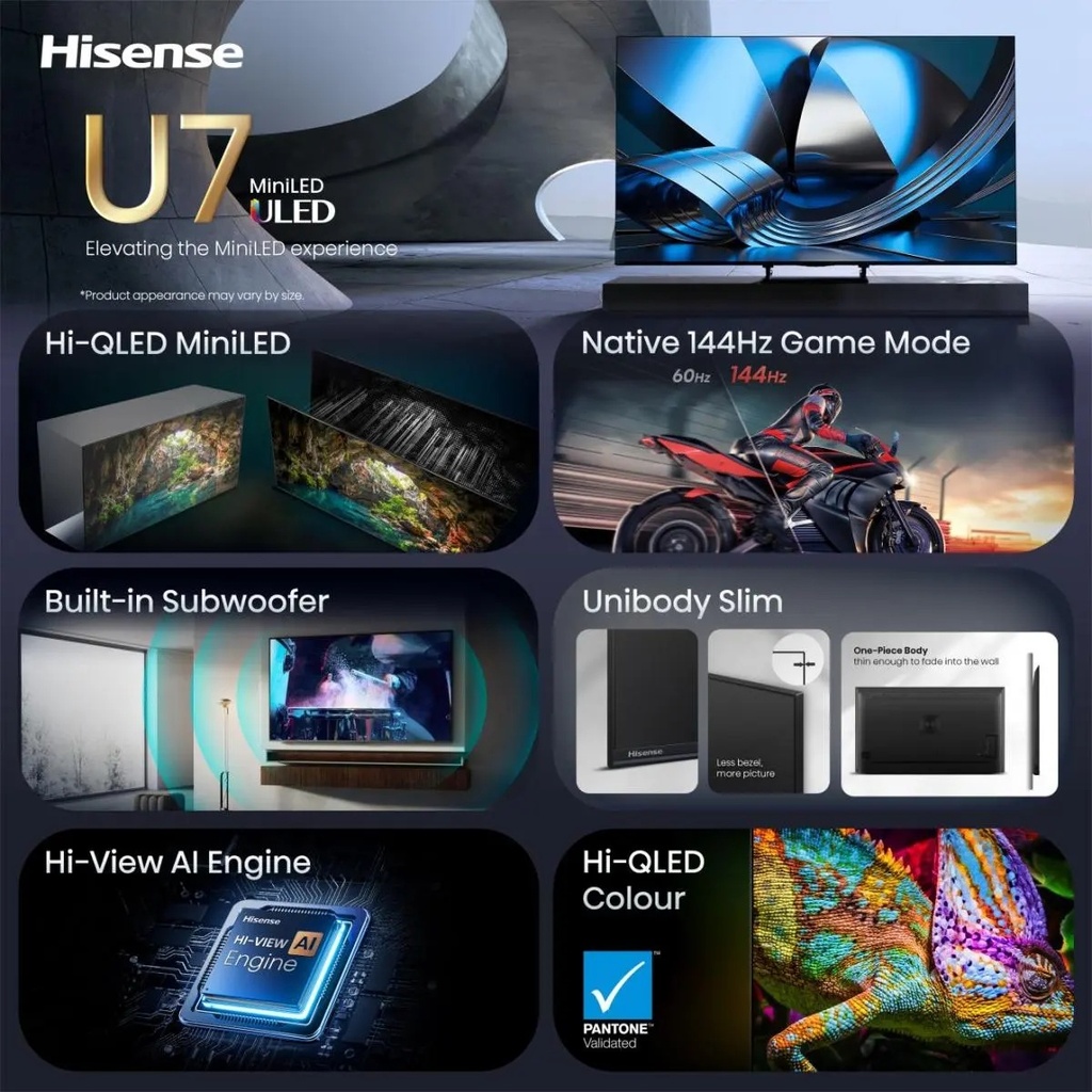 Hisense 65U7SE 65'' 4K Smart Hi-QLED MINI LED 144hz TV