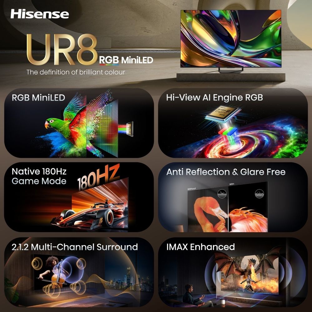 Hisense 85UR8S 85'' 4K Smart RGB MINI LED 180hz TV