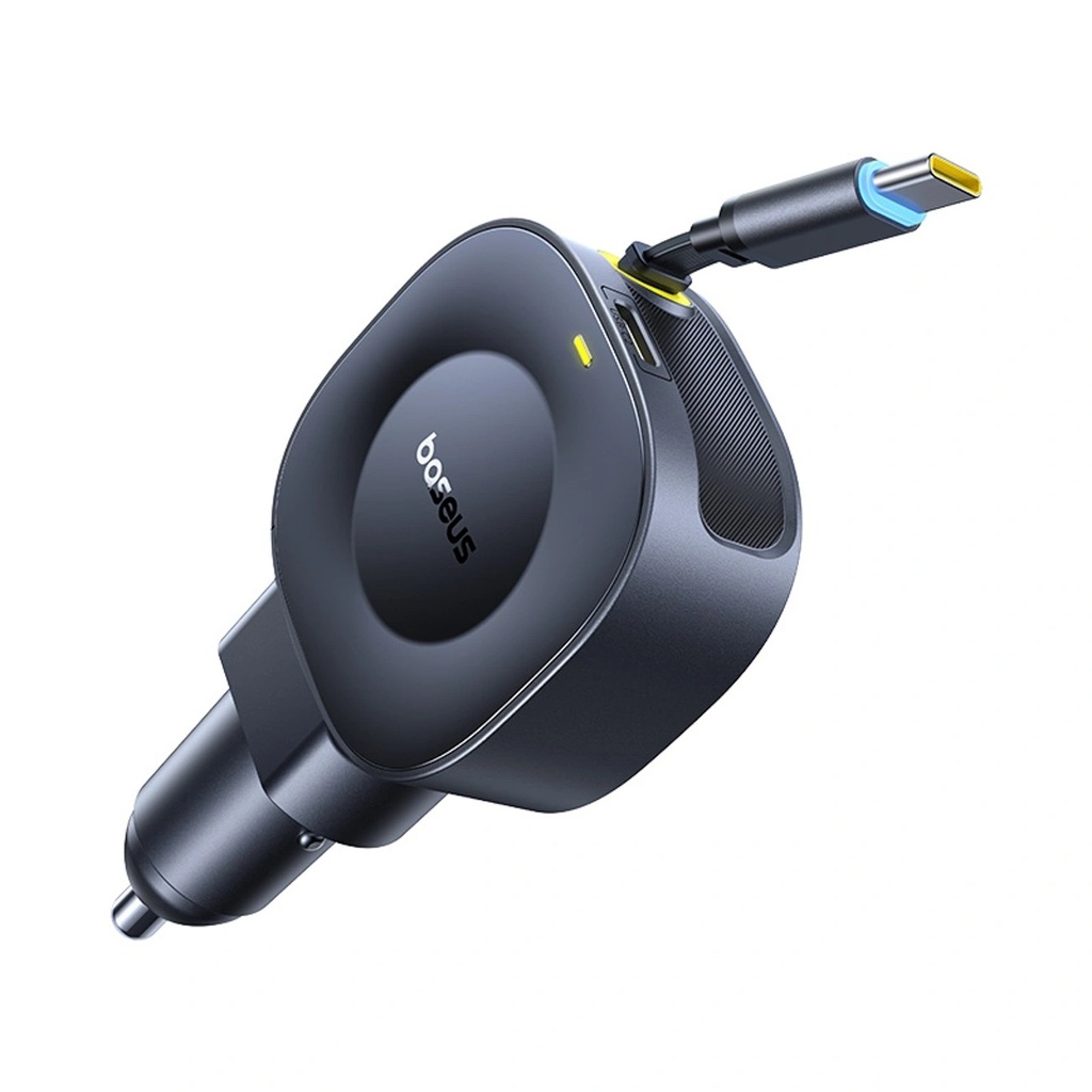 Baseus Car Charger 45W VR2 with Retractable Cable Black