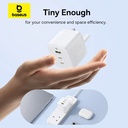 Baseus Charger Wall 65W USB-Cx2/USB-A UK+100W USB-C Cable PALM White