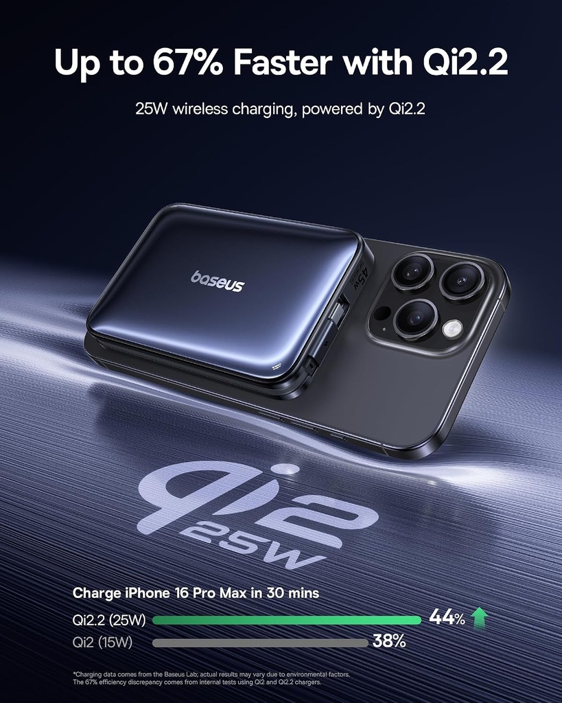 Baseus Powerbank Wireless 45W 10000mAh Qi2.2 PicoGo AM61 Black