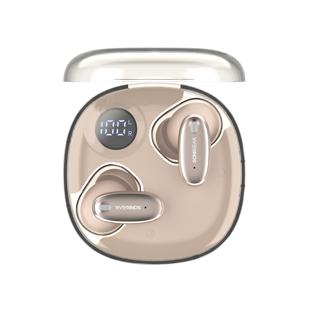 SonicGear Earphones Bluetooth ANC+Display EarPump Jewel Q3 Desert