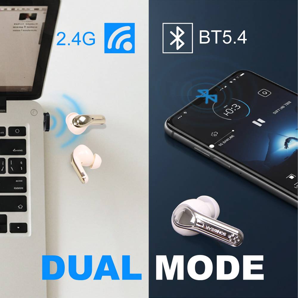 SonicGear Earphones Bluetooth & USB-C Dongle for PC EarPump XP2 Platinum