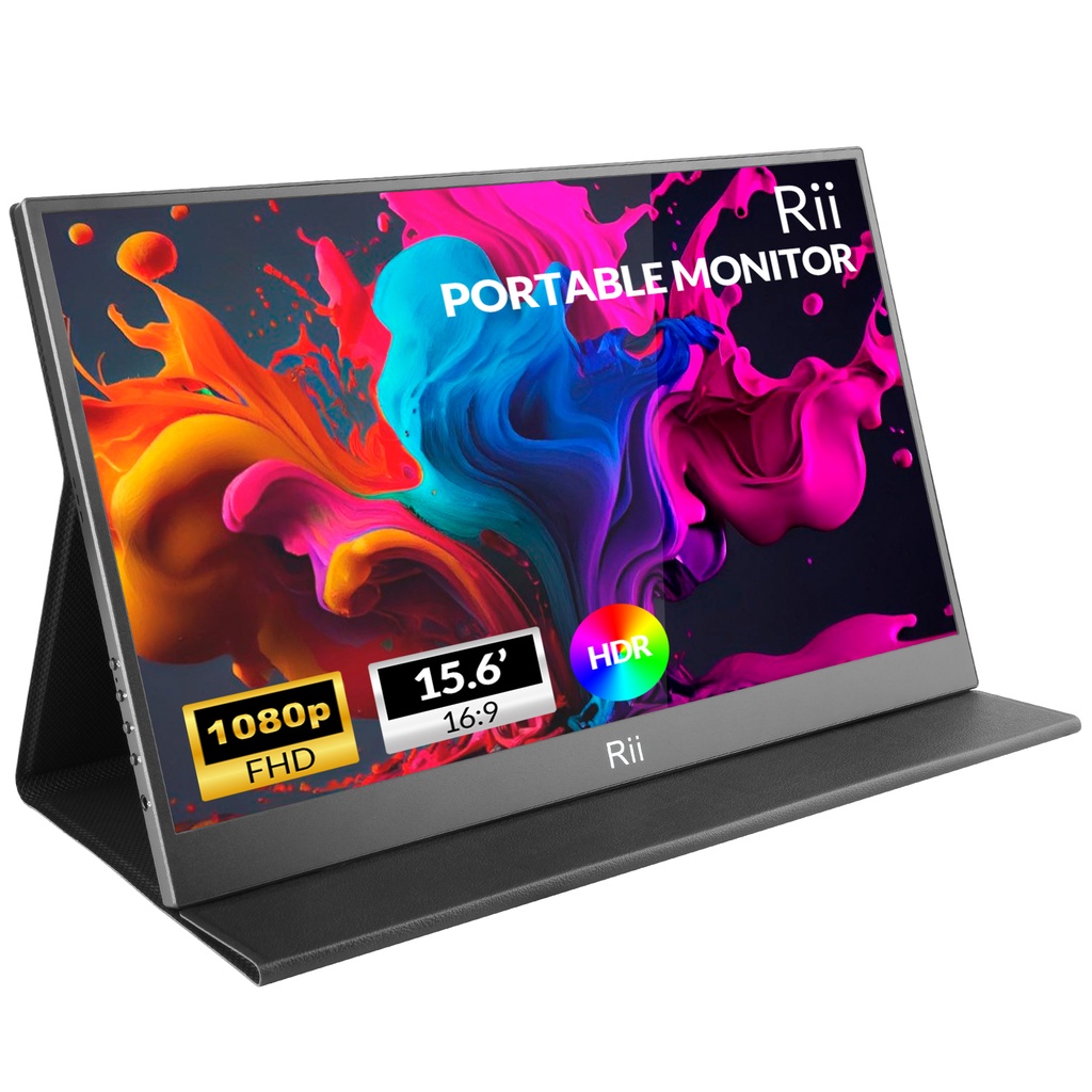 Rii Monitor Portable 15.6" Full-HD with USB-C/HDMI & Case/Stand RS100