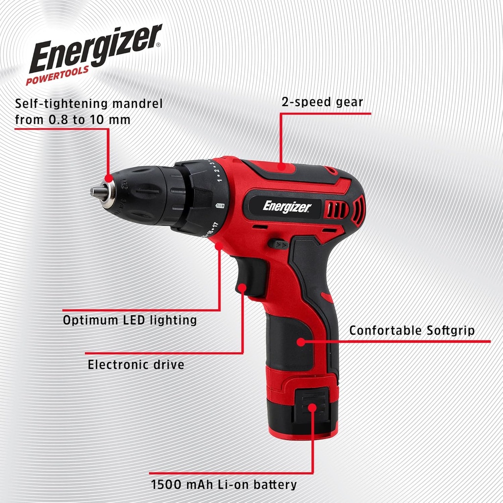Energizer Power Tool Cordless Drill With Battery 12V