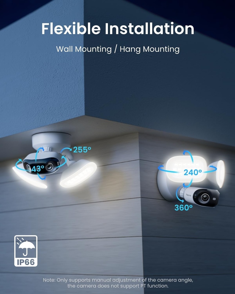 Reolink POE IP Outdoor Camera Panoramic Ultra-Wide View 4K Elite Floodlight