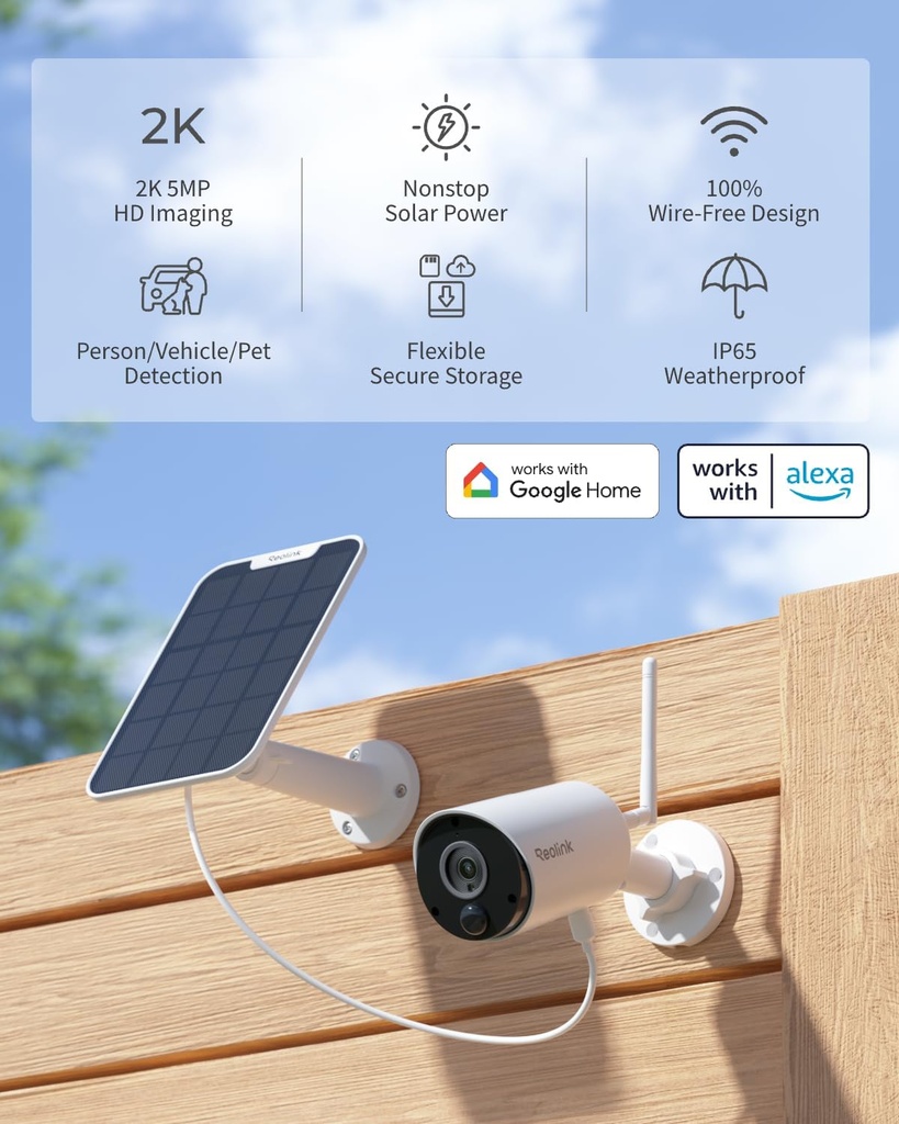 Reolink BP Outdoor Battery Camera 5MP ARGUS Eco White (B320) + 6W Panel White (Hard Bundle)