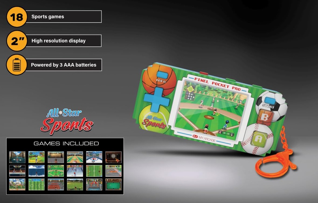 My Arcade PIXEL POCKET PRO ALL-STAR SPORTS (18 GAMES IN 1)