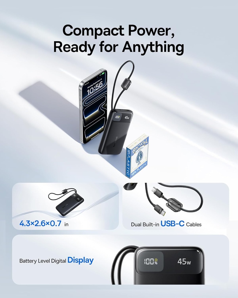 Baseus Powerbank 45W 10000mAh + Display EnerFill FC11 Black