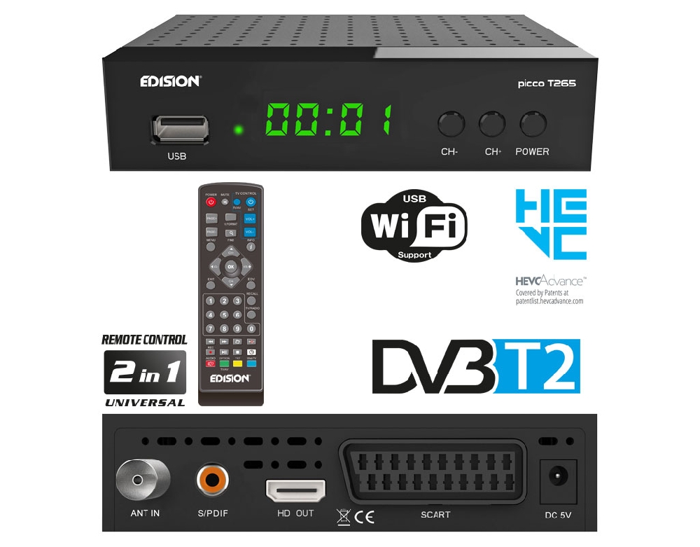 Edision Pico T265 Full HD DVB-T2 Set Top Box Receiver